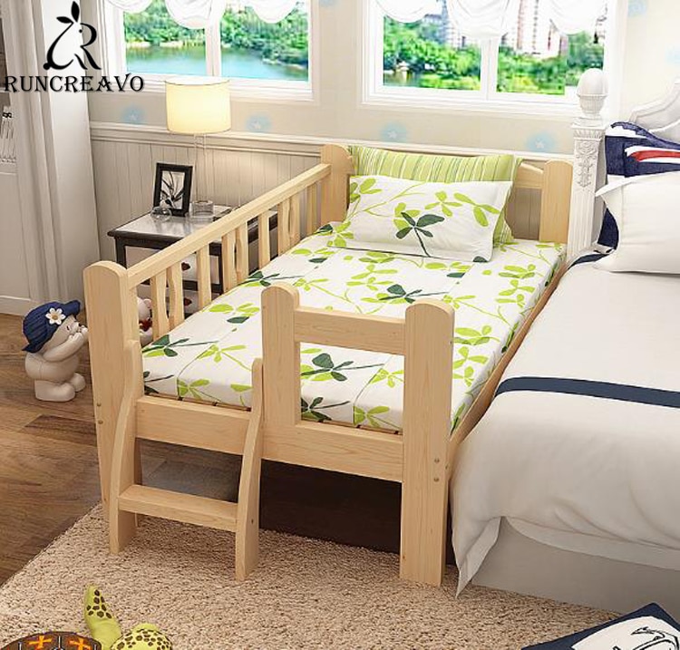 단단한 나무 어린이 침대 가드레일 작은  침대 옆 싱글 확장 접합 어린이 침대 매트리스 없음